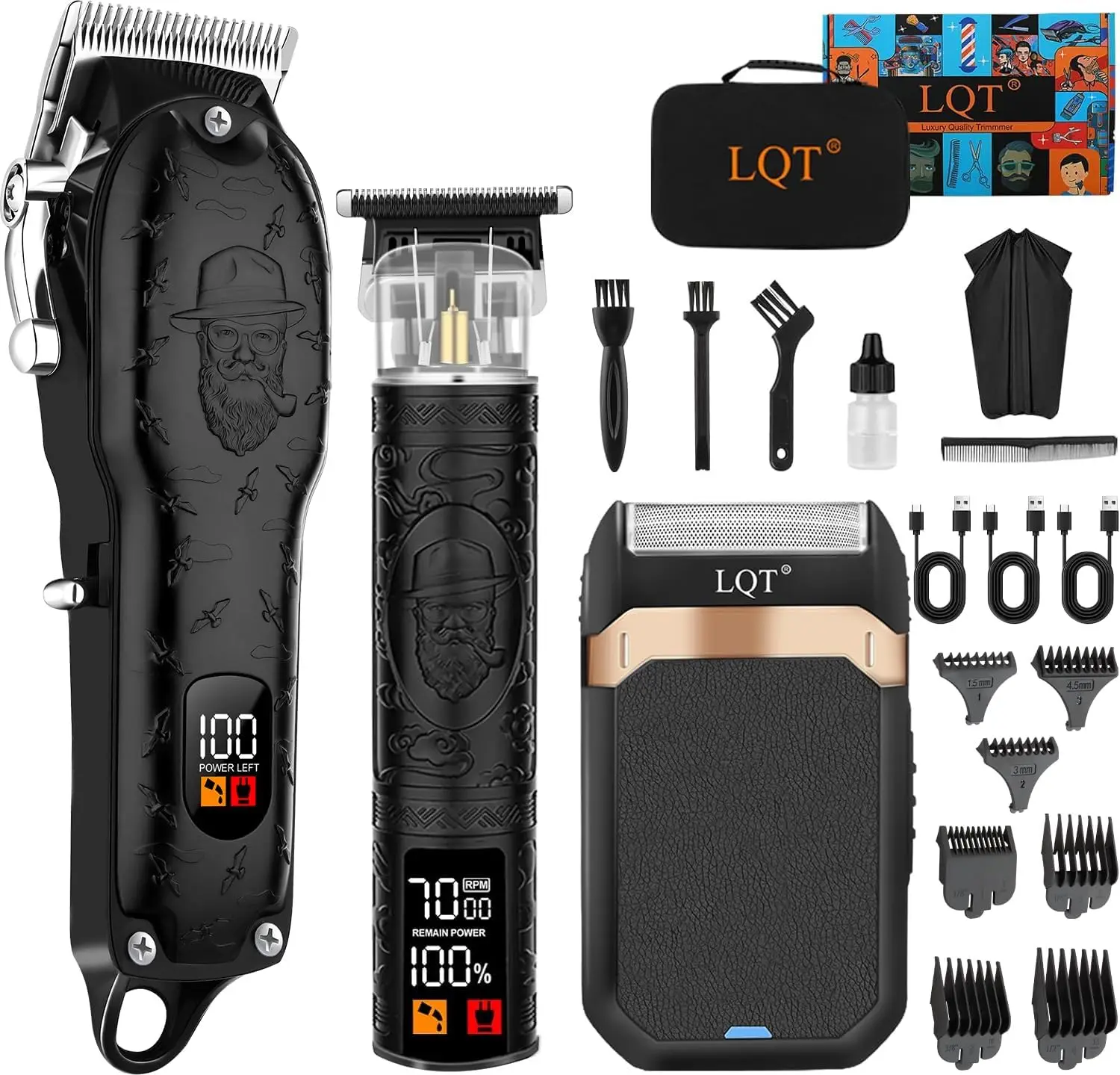 Cordless Hair Clipper Set Electric Shaver Beard Trimmer Men's Grooming Kit with USB Charging Black
Cordless Hair Clipper Set Electric Shaver Beard Trimmer Men's Grooming Kit with USB Charging Black