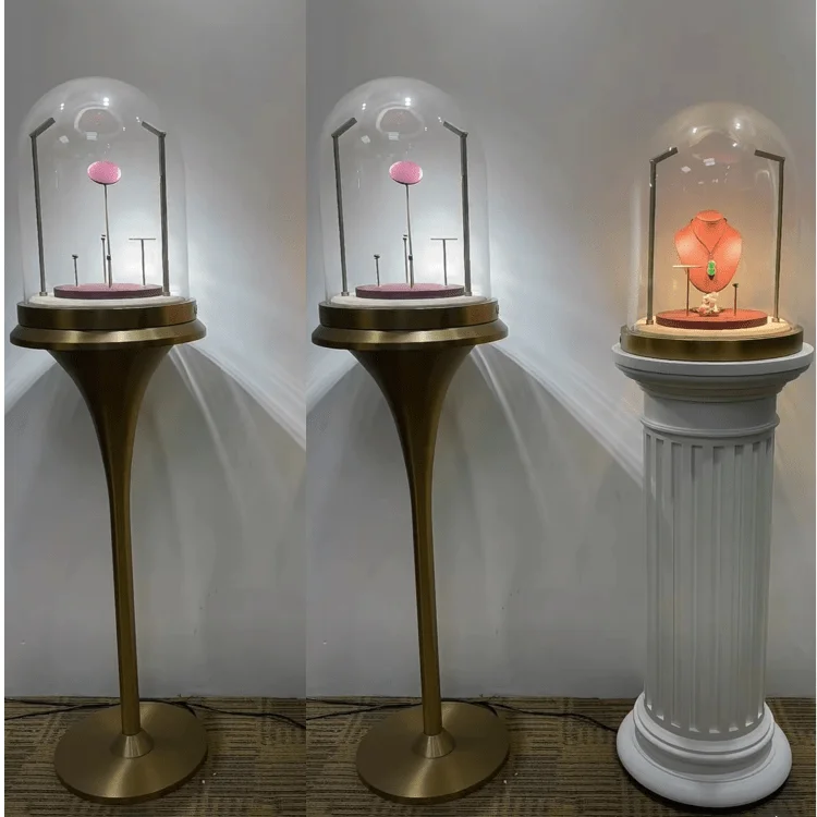 Stainless steel luxury jewelry display cabinet round glass cover table handicraft watch bag display cabinet window cabinet
Stainless steel luxury jewelry display cabinet round glass cover table handicraft watch bag display cabinet window cabinet