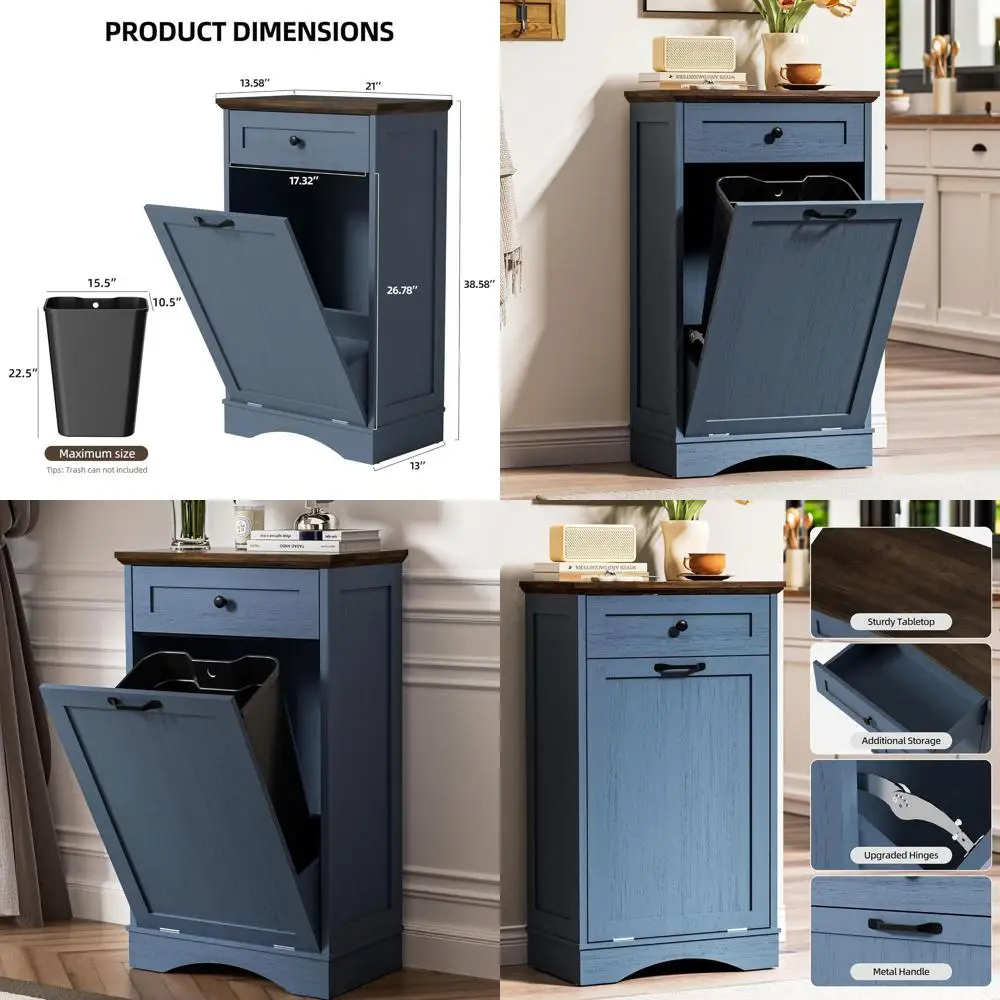 Blue Freestanding Trash and Recycling Cabinet with Hidden Bin for Kitchen or Living Room
Blue Freestanding Trash and Recycling Cabinet with Hidden Bin for Kitchen or Living Room