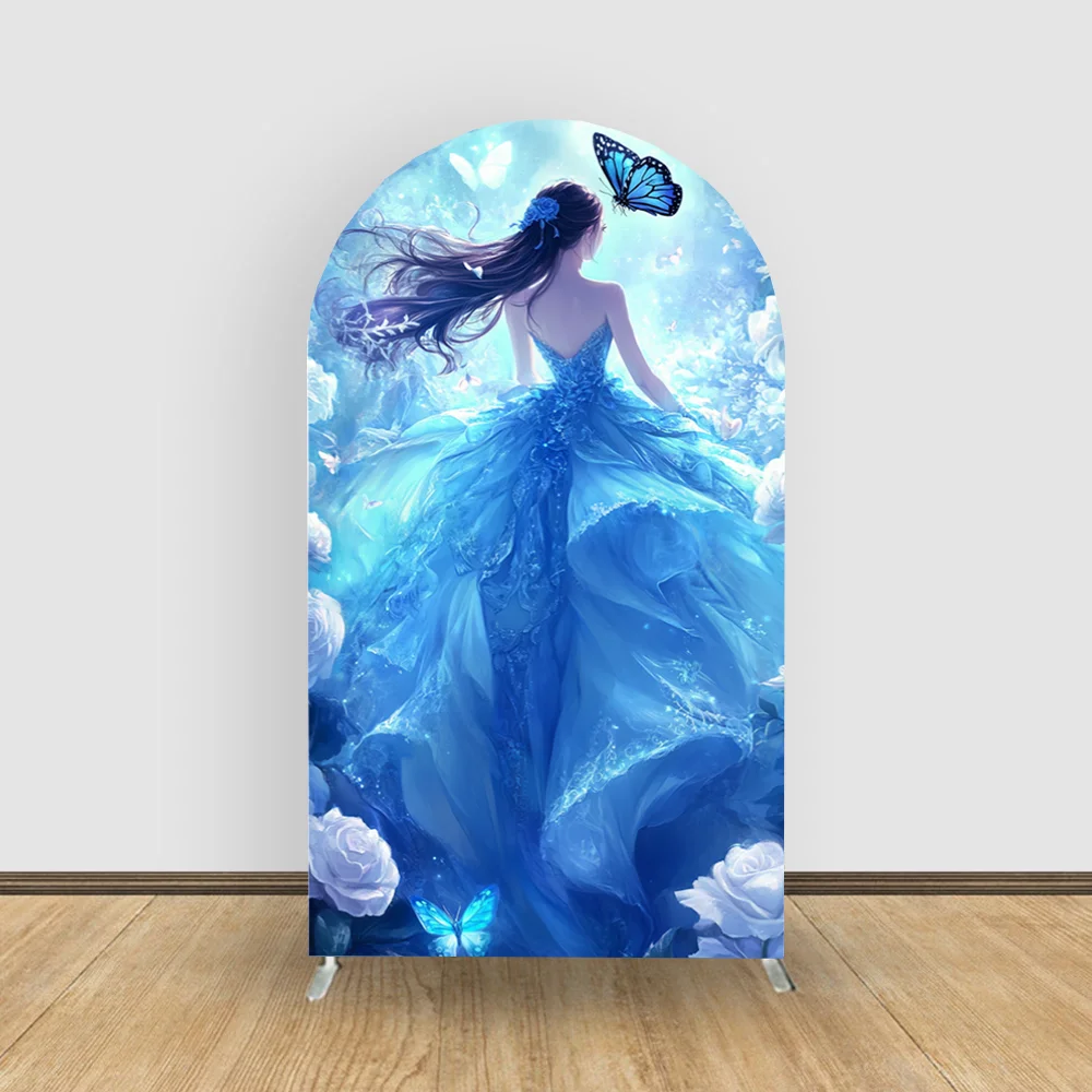 Custom 2-Sided Quinceanera Blue Dress Butterfly Princess Girls Birthday Party Cover Chiara Arch Background Decor Backdrop
Custom 2-Sided Quinceanera Blue Dress Butterfly Princess Girls Birthday Party Cover Chiara Arch Background Decor Backdrop