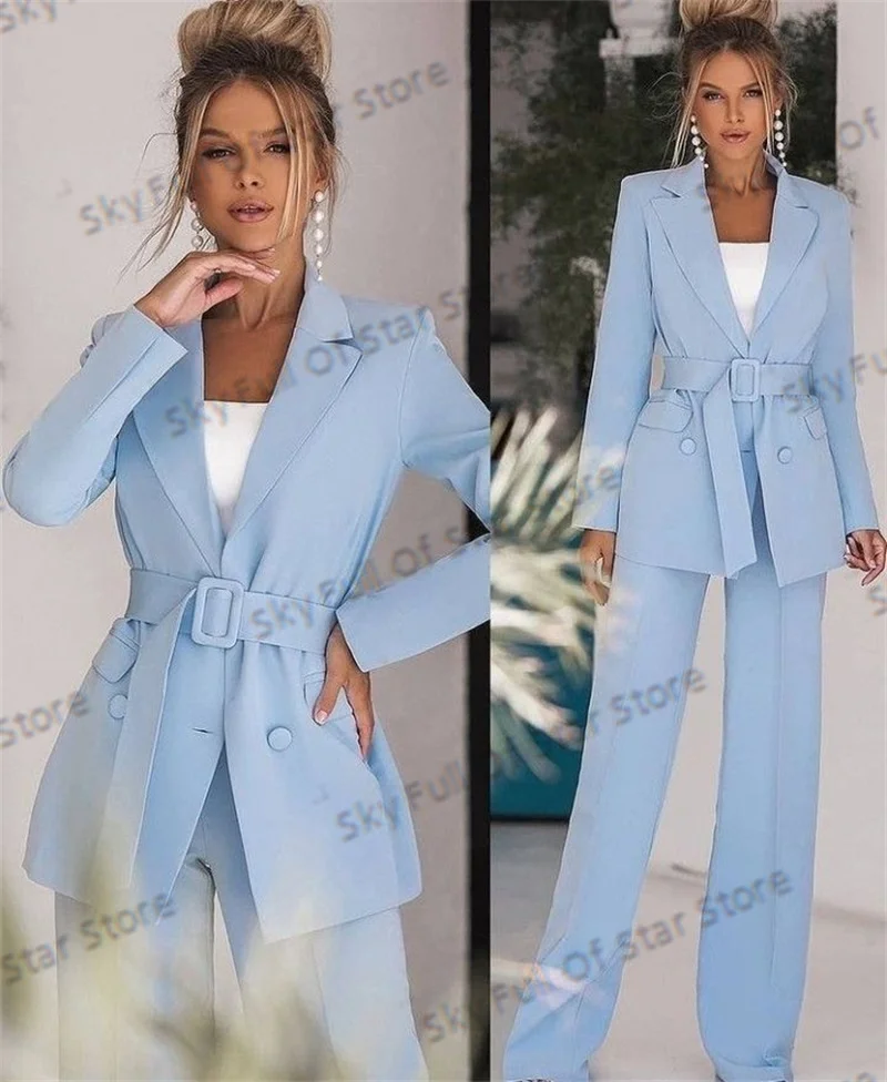 Spring Blue Women Suit Set Customized 2 Pcs Blazer+Belted Pants Trousers Formal Office Lady Jacket Cotton Wedding Prom Dress
Spring Blue Women Suit Set Customized 2 Pcs Blazer+Belted Pants Trousers Formal Office Lady Jacket Cotton Wedding Prom Dress