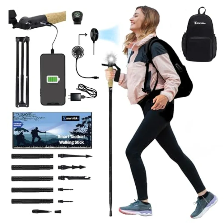 Collapsible Tactical Walking Stick with LED Light USB Charging Cork Grip and Survival Tools Aircraft Aluminum Trekking Pole for
Collapsible Tactical Walking Stick with LED Light USB Charging Cork Grip and Survival Tools Aircraft Aluminum Trekking Pole for