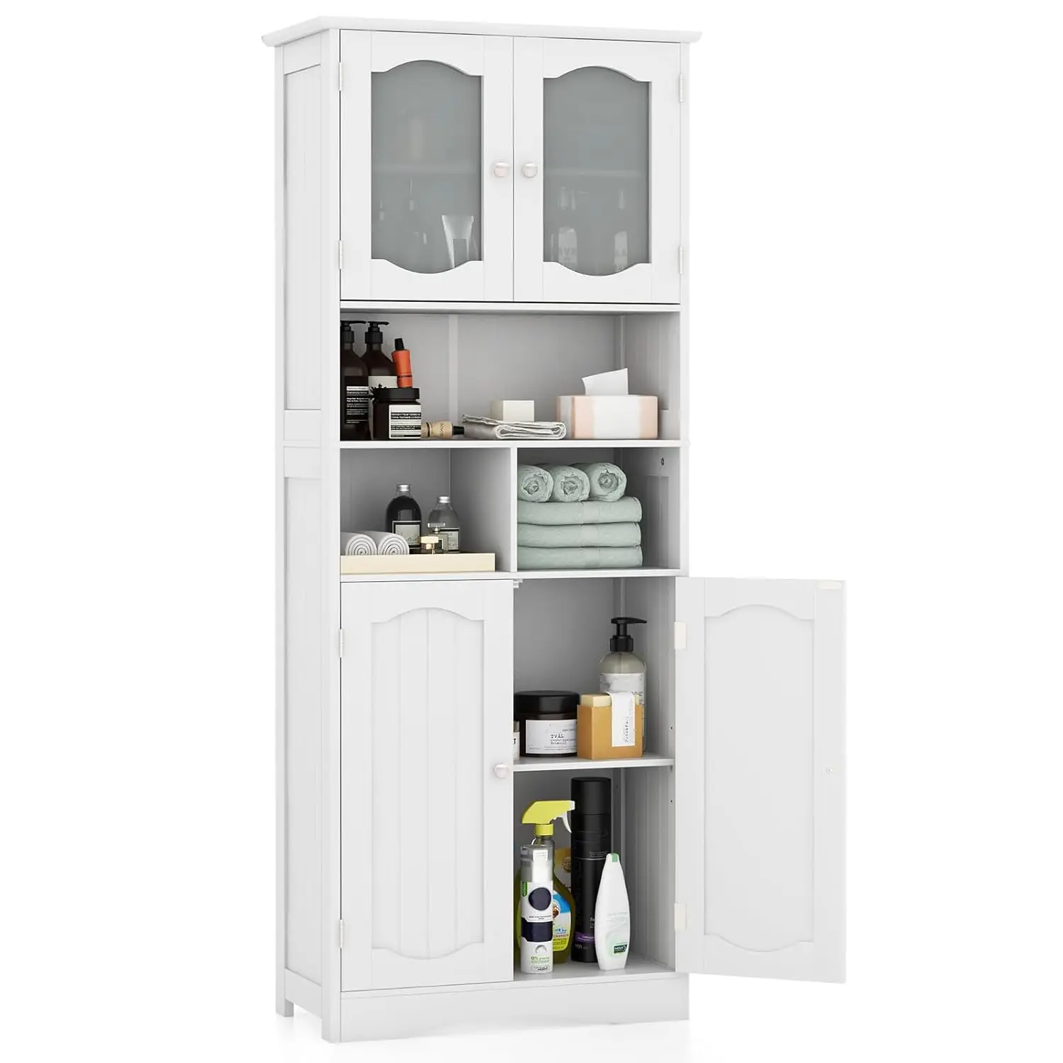 58.5" Tall Freestanding Storage Cabinet w/ Frosted Glass Doors & Shelves for Bathroom Kitchen Pantry Office, Customized
58.5" Tall Freestanding Storage Cabinet w/ Frosted Glass Doors & Shelves for Bathroom Kitchen Pantry Office, Customized