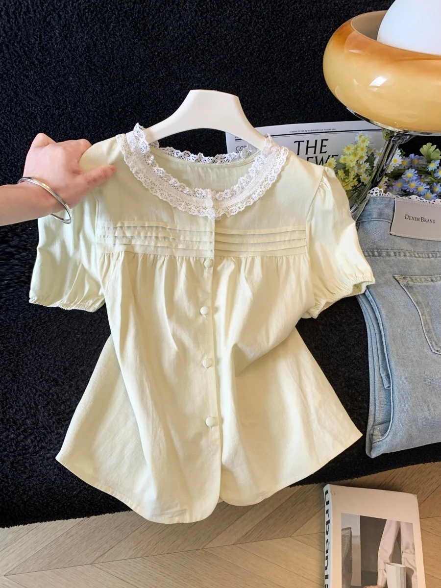 Sweet Lace Trim Short Sleeve Women's Shirt Summer 2026 New Loose Slimming Age-Defying Elegant Top Breathable Polyester ...
Sweet Lace Trim Short Sleeve Women's Shirt Summer 2026 New Loose Slimming Age-Defying Elegant Top Breathable Polyester ...