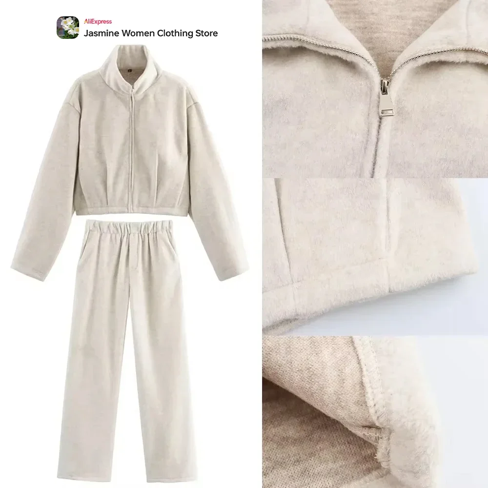 Women's Winter Comfy 2 Piece Sets High Collar Soft Jacket with Pleats At Hem Matching Straight Leg Pants with Elastic Waistband
Women's Winter Comfy 2 Piece Sets High Collar Soft Jacket with Pleats At Hem Matching Straight Leg Pants with Elastic Waistband