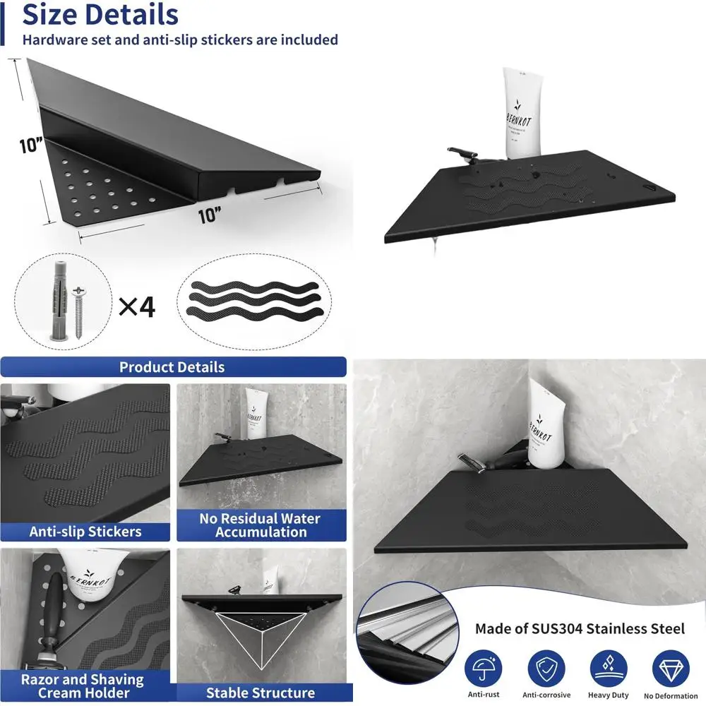 Black Wall-Mounted 10 Shaving Footrest with Holder, 304 Stainless Steel, for Bathroom Shower
Black Wall-Mounted 10 Shaving Footrest with Holder, 304 Stainless Steel, for Bathroom Shower