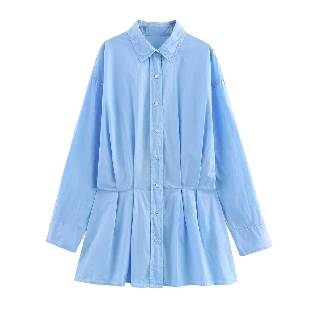 PB&ZA 2025 Womens Light Blue Long Sleeve Button - Down Shirt Dress with Pleated Hem Stylish and Casual Outfit
PB&ZA 2025 Womens Light Blue Long Sleeve Button - Down Shirt Dress with Pleated Hem Stylish and Casual Outfit