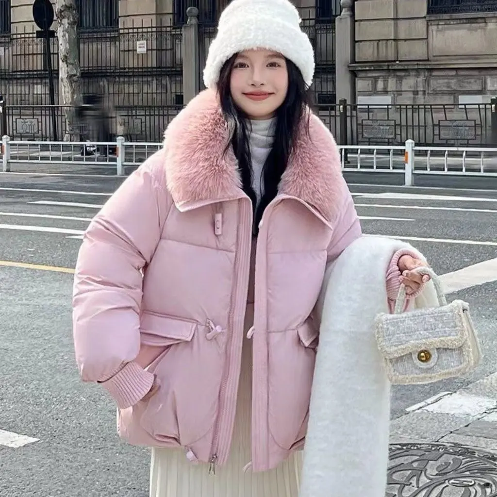 Korean Style Winter Cotton Coat with Detachable Fur Collar Thickened Short American Style Jacket for Petite Women
Korean Style Winter Cotton Coat with Detachable Fur Collar Thickened Short American Style Jacket for Petite Women