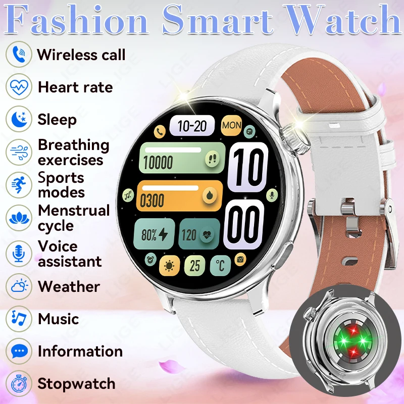 Women Wireless Call Smart Watch Menstrual Cycle Heart Rate Sleep Voice Assistant Multi Sports Fitness Fashion Round Smartwatch
Women Wireless Call Smart Watch Menstrual Cycle Heart Rate Sleep Voice Assistant Multi Sports Fitness Fashion Round Smartwatch