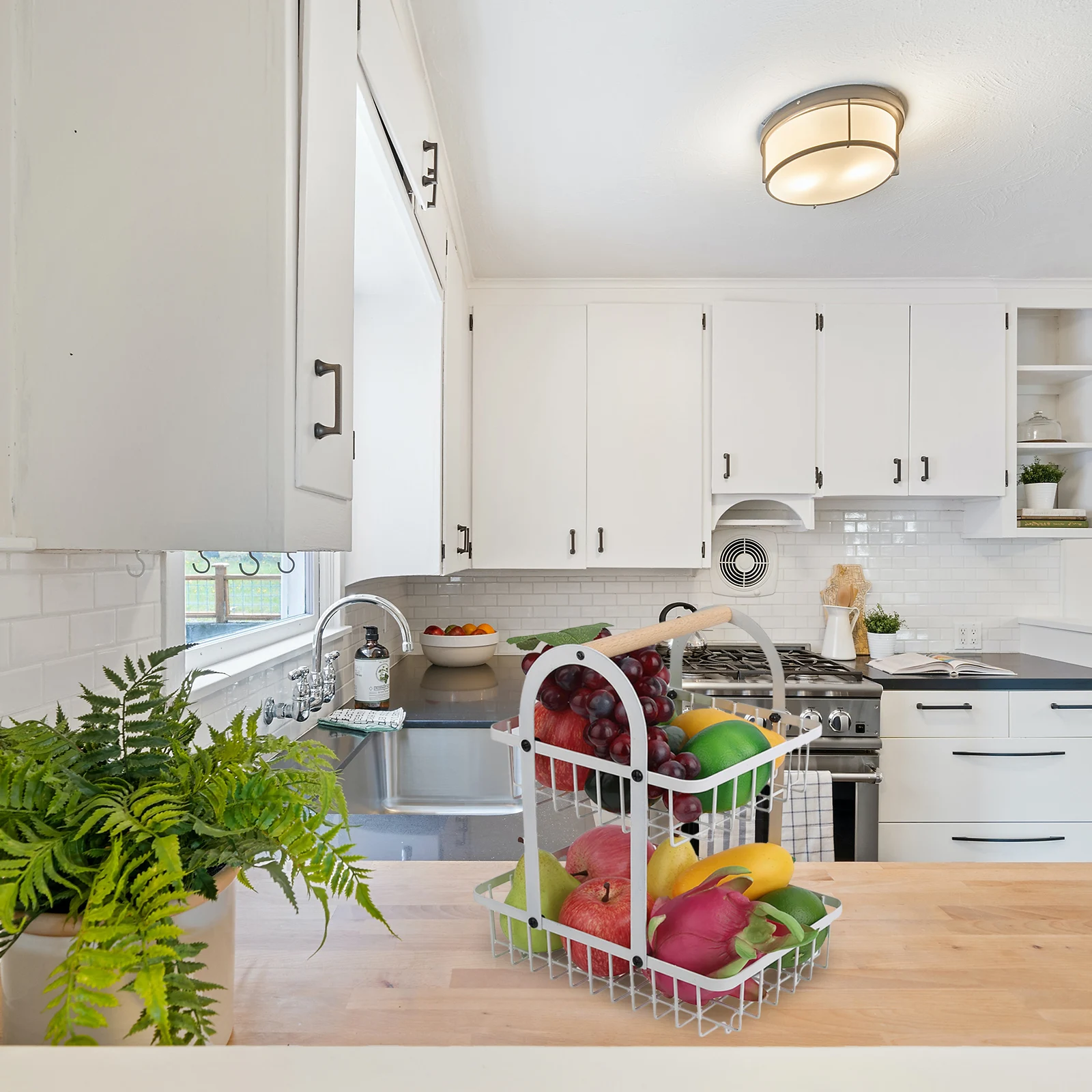 Double Layer Vegetable Wood Basket Kitchen Storage White Fruit Snack Iron Fruit Basket ganizer Vegetable Container 
Double Layer Vegetable Wood Basket Kitchen Storage White Fruit Snack Iron Fruit Basket ganizer Vegetable Container