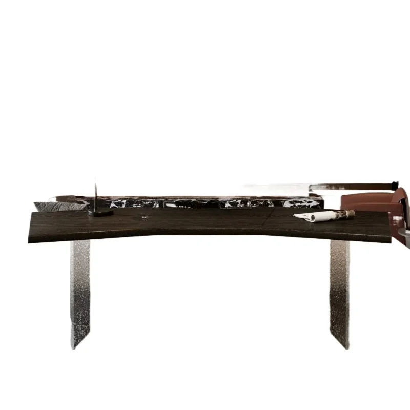 black solid wood desk, living room workbench, long table behind special-shaped office sofa
black solid wood desk, living room workbench, long table behind special-shaped office sofa