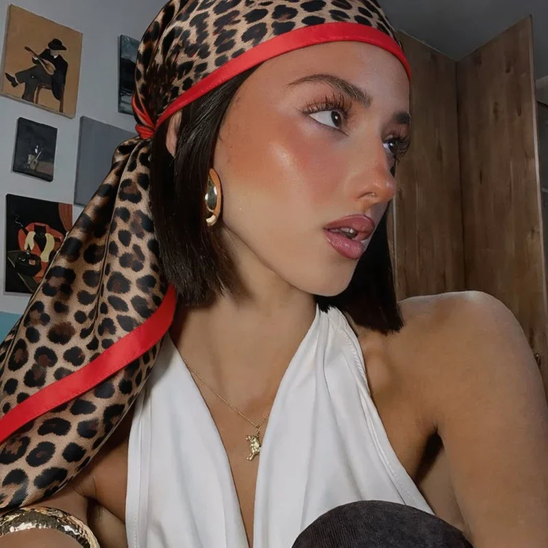 Summer Beach Square Silk Scarf Sexy Leopard Print Bandana Soft Satin Shawl Boho Vacation Head Scarf for Women Hairband Hijab
Summer Beach Square Silk Scarf Sexy Leopard Print Bandana Soft Satin Shawl Boho Vacation Head Scarf for Women Hairband Hijab
