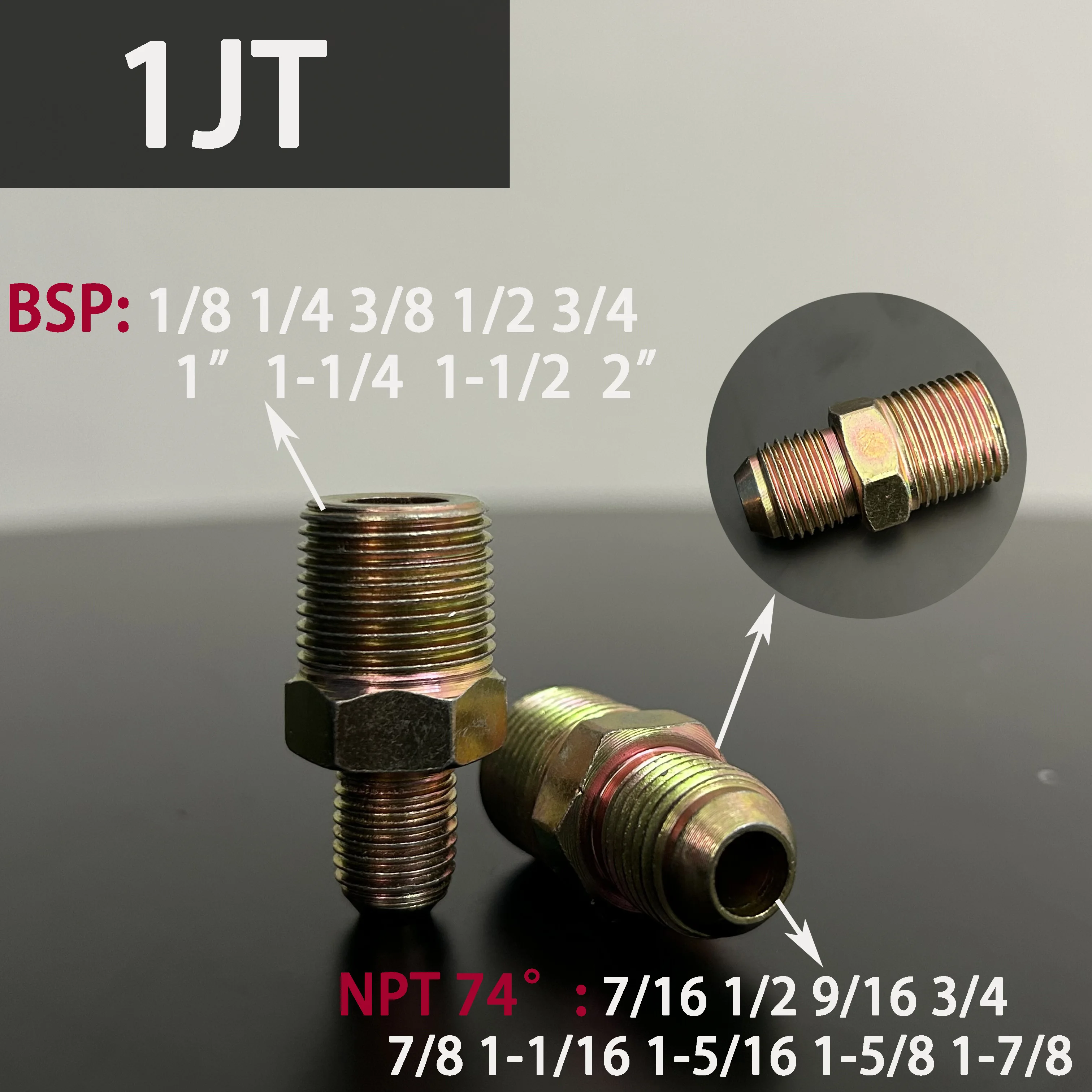 74° External Cone Carbon Steel External Thread BSP to NPT 7/16 9/16 U3/4 7/8 Brass British Hydraulic Straight Transition Joint
74° External Cone Carbon Steel External Thread BSP to NPT 7/16 9/16 U3/4 7/8 Brass British Hydraulic Straight Transition Joint