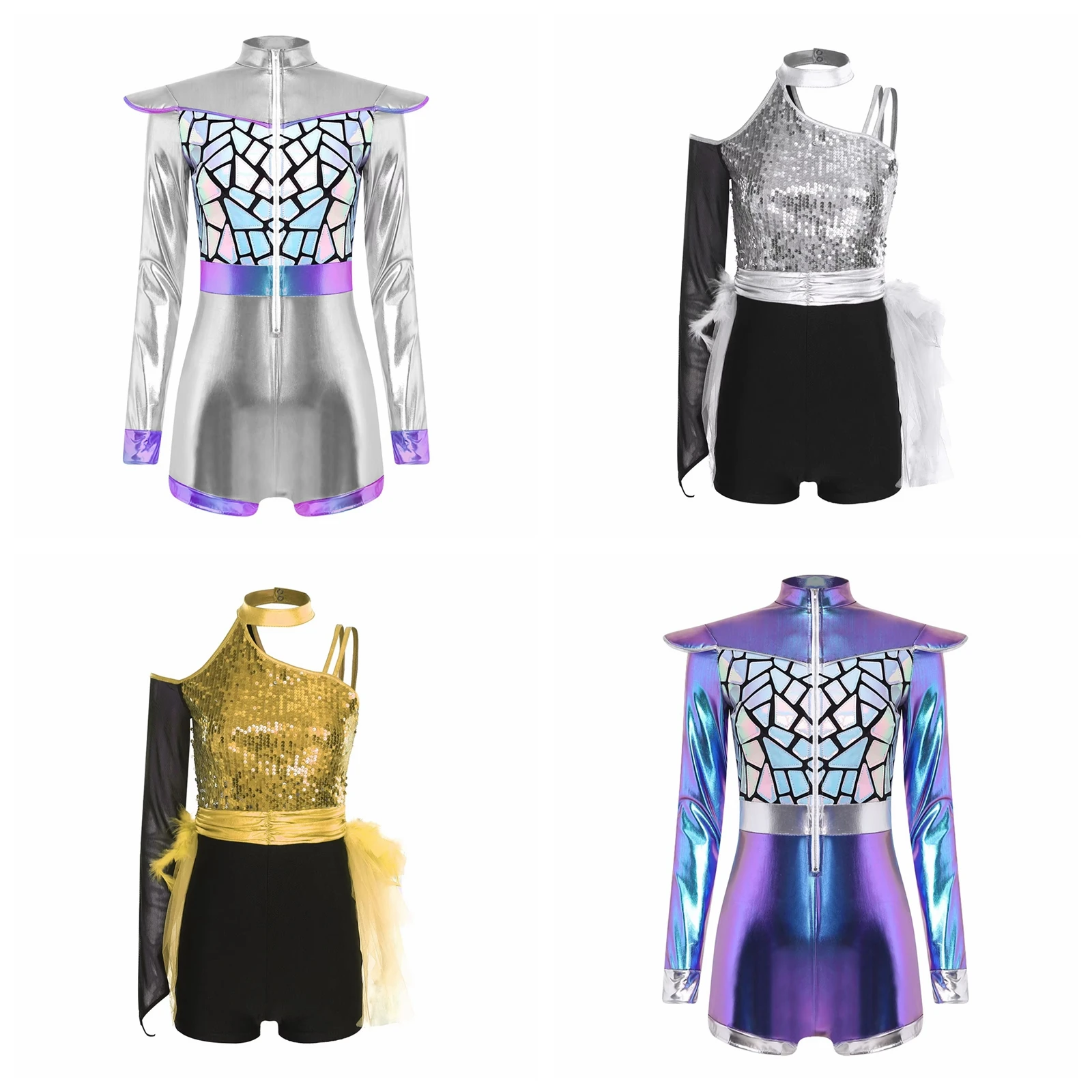 Adult Festival Party Jumpsuit Women Alien Costumes Metallic Dance Unitards Robot Outfits Bodysuit Clubwear Outerspace Rompers
Adult Festival Party Jumpsuit Women Alien Costumes Metallic Dance Unitards Robot Outfits Bodysuit Clubwear Outerspace Rompers