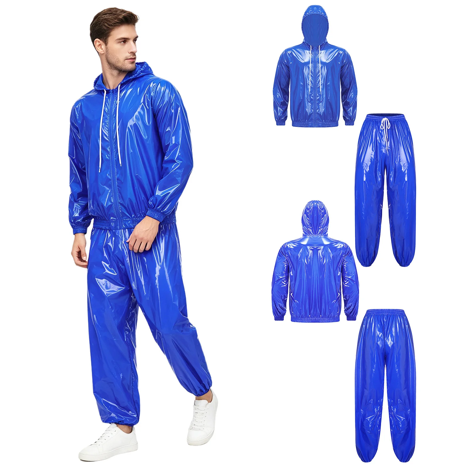 Mens Waterproof Outfit Long Sleeve Drawstring Hood Jacket Windbreaker and Jogging Track Pants for Camping Hiking Fishing Workout
Mens Waterproof Outfit Long Sleeve Drawstring Hood Jacket Windbreaker and Jogging Track Pants for Camping Hiking Fishing Workout