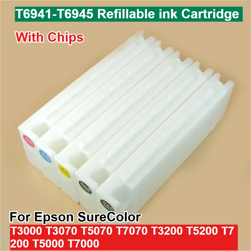 700 мл T6941-T6945 многоразовый картридж для Epson T3000 T3070 T5070 T7070 T3200 T5200 T7200 T5000 T7000 с одноразовым чипом
700 мл T6941-T6945 многоразовый картридж для Epson T3000 T3070 T5070 T7070 T3200 T5200 T7200 T5000 T7000 с одноразовым чипом