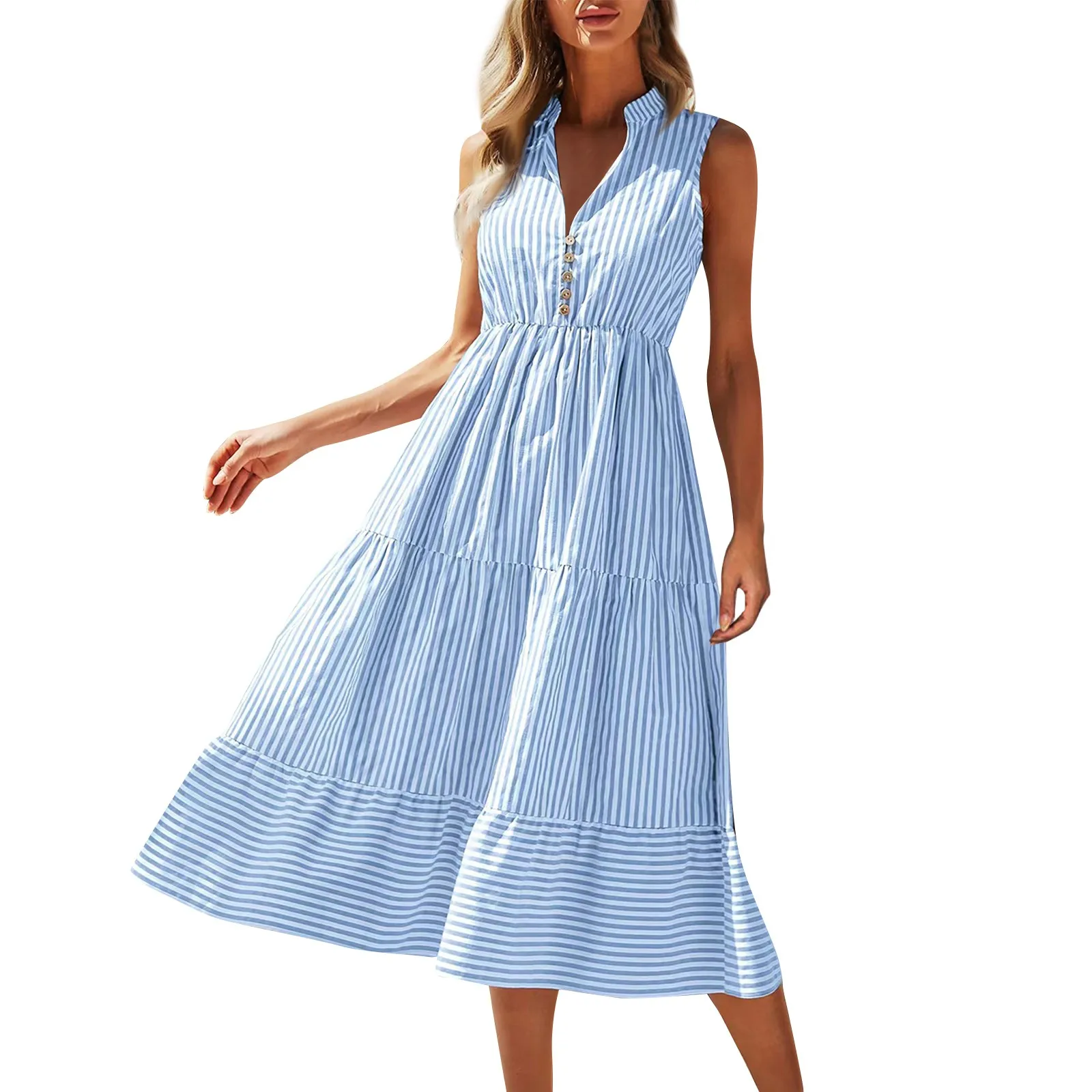 Women'S Summer New Sleeveless Striped V-Neck Waistcoat Dress Summer Dresses For Women 2024 Woman Clothing Long Dresses 2024
Women'S Summer New Sleeveless Striped V-Neck Waistcoat Dress Summer Dresses For Women 2024 Woman Clothing Long Dresses 2024