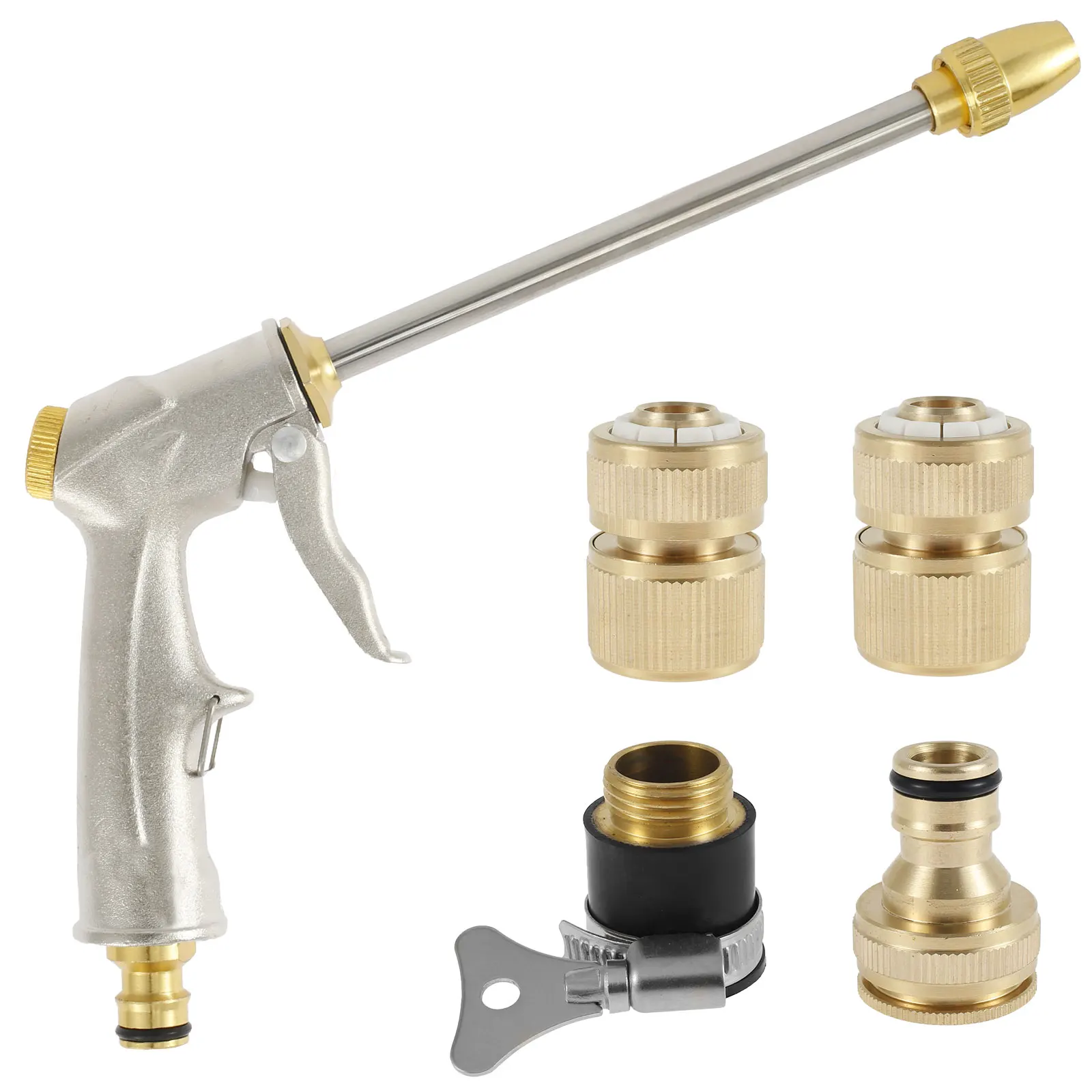 Garden Hose Nozzle Sprayer High Pressure Water Hose Nozzle Spray Tool Aluminum Alloy Car Washing Nozzle with 4 Connector
Garden Hose Nozzle Sprayer High Pressure Water Hose Nozzle Spray Tool Aluminum Alloy Car Washing Nozzle with 4 Connector