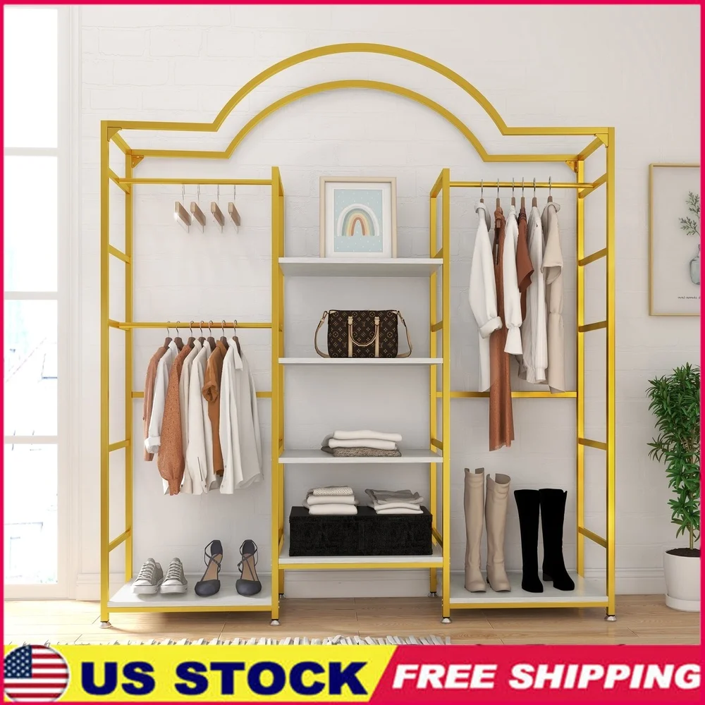 Heavy Duty 4 Tiers Clothes Rack with 6 Shelves and 3 Hanging Rods Metal Freestanding Garment Storage Organizer Bedroom Closet
Heavy Duty 4 Tiers Clothes Rack with 6 Shelves and 3 Hanging Rods Metal Freestanding Garment Storage Organizer Bedroom Closet
