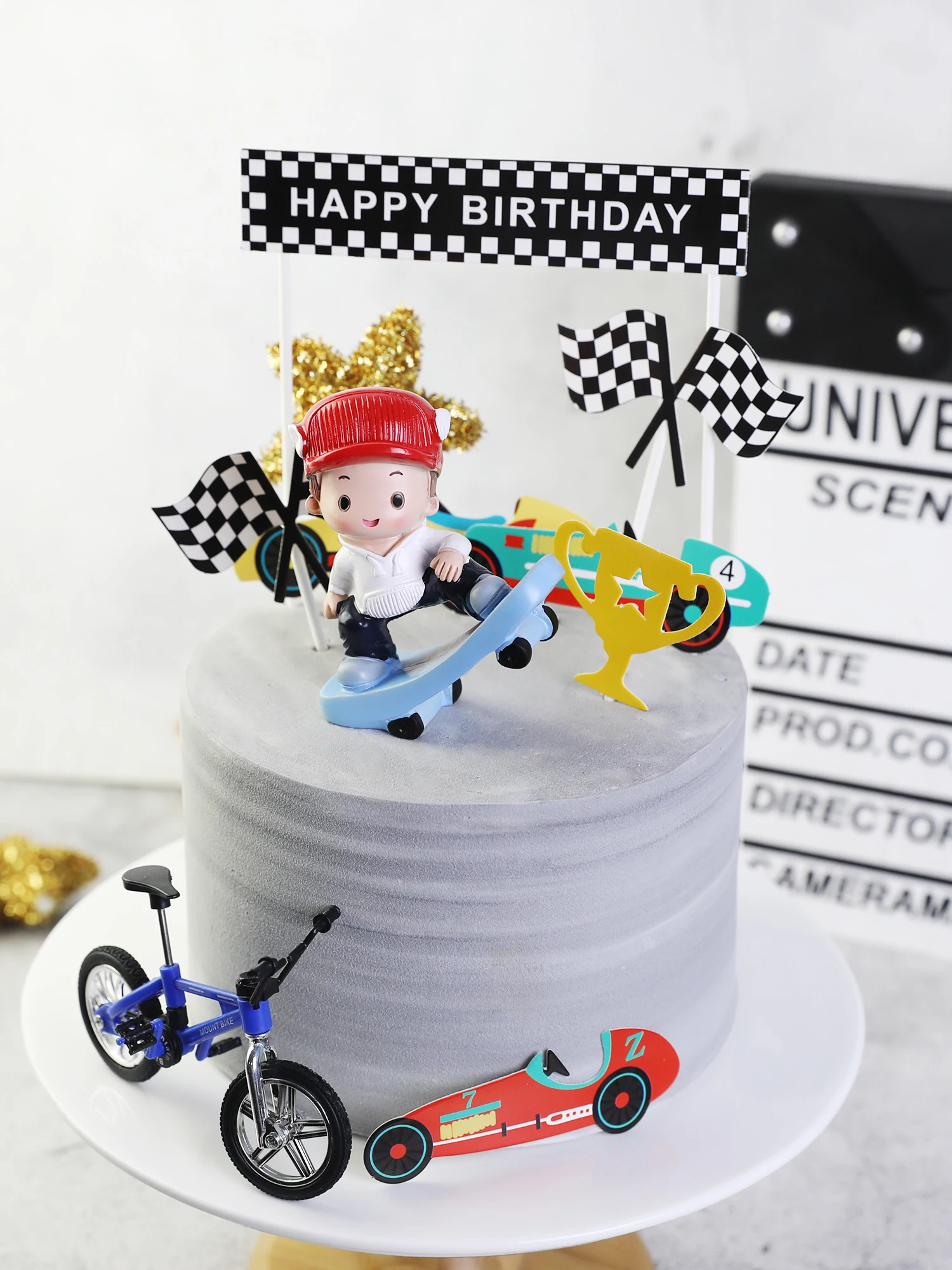 Cartoon Skateboard for Baby Boys and Girls Birthday Cake Topper Ornament Gifts Street Sport Racing Star Party Baking Decoration
Cartoon Skateboard for Baby Boys and Girls Birthday Cake Topper Ornament Gifts Street Sport Racing Star Party Baking Decoration