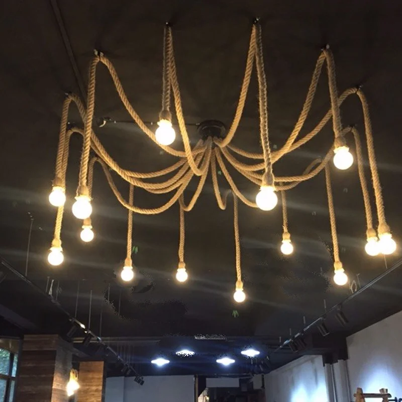 Hemp Rope Spider Pendant Light Vintage Industrial DIY Chandelier Retro Restaurant kitchen island cafe bar Ceiling Hanging Lamps
Hemp Rope Spider Pendant Light Vintage Industrial DIY Chandelier Retro Restaurant kitchen island cafe bar Ceiling Hanging Lamps