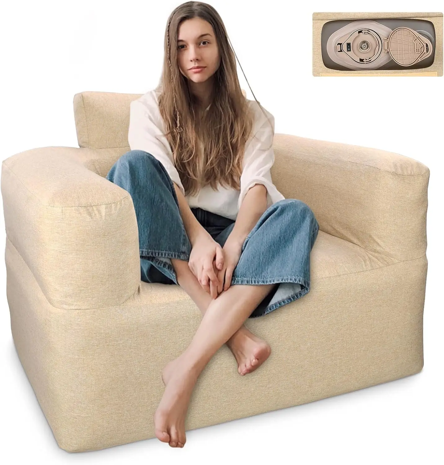 Auto Inflatable Sofa, Single Blow up Couch Lounger with Built-in Air Pump Rechargeable, Air Sofa for
Auto Inflatable Sofa, Single Blow up Couch Lounger with Built-in Air Pump Rechargeable, Air Sofa for