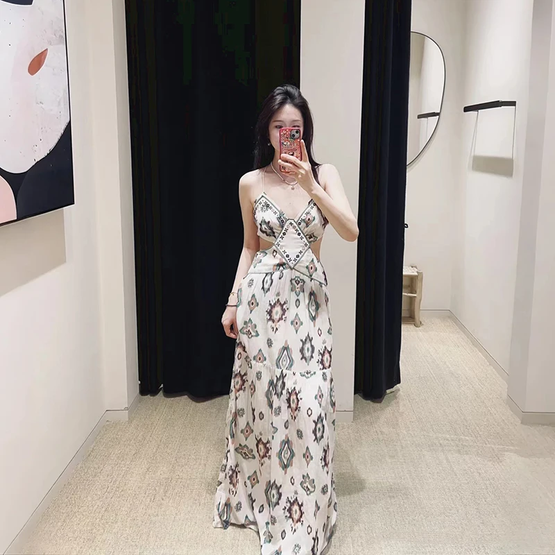 Artistic Print Bohemian Blouse Sexy Waist Strap round Neck Shirt Long Length Summer Fashion Women's Single Piece
Artistic Print Bohemian Blouse Sexy Waist Strap round Neck Shirt Long Length Summer Fashion Women's Single Piece