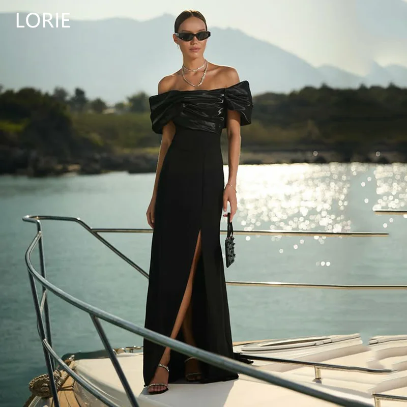 LORIE Elegant Black Party Dresses Off The Shoulder Sleeveless Evening Prom Dress Side Slit Formal Occasion Prom Gowns Customized
LORIE Elegant Black Party Dresses Off The Shoulder Sleeveless Evening Prom Dress Side Slit Formal Occasion Prom Gowns Customized