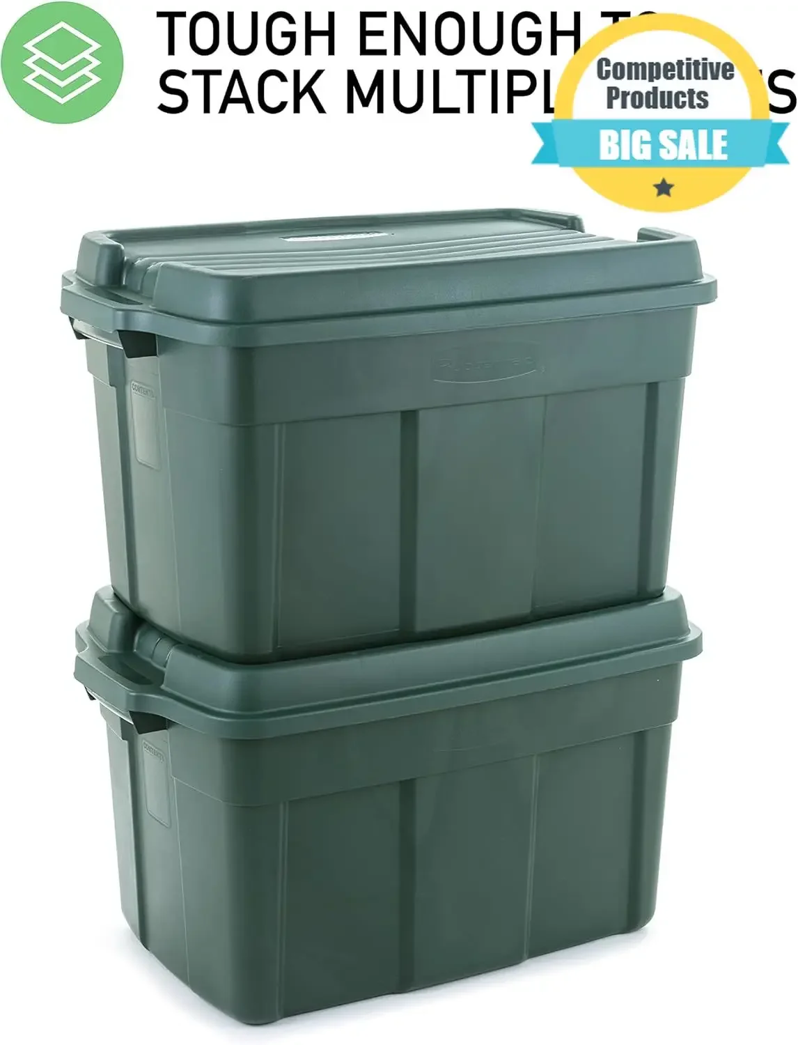Durable 3 Pack High Top Storage Containers For Garage And Home Use, 37 Gallon
Durable 3 Pack High Top Storage Containers For Garage And Home Use, 37 Gallon