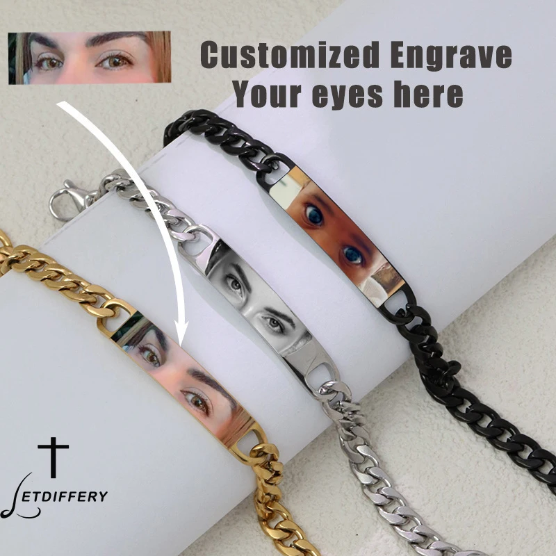 Letdiffery Personalized Color Eyes Photo Bracelets for Women Men Stainless Steel Laser Engrave Picture Music Code Text Bracelet
Letdiffery Personalized Color Eyes Photo Bracelets for Women Men Stainless Steel Laser Engrave Picture Music Code Text Bracelet