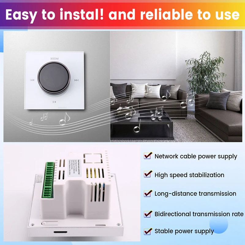 X11A 86 Hi-Fi Professional Smart Wall-Mounted Stereo Background Music Controller Bluetooth Mini In-Wall Amplifier White
X11A 86 Hi-Fi Professional Smart Wall-Mounted Stereo Background Music Controller Bluetooth Mini In-Wall Amplifier White