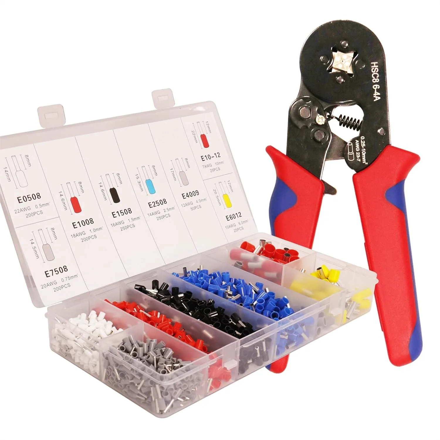 Self-Adjustable Ferrule Crimping Tool Kit, AWG23-7 Ratchet Wire Crimper with 1200PCS Wire Ferrules Terminals, for Electrical
Self-Adjustable Ferrule Crimping Tool Kit, AWG23-7 Ratchet Wire Crimper with 1200PCS Wire Ferrules Terminals, for Electrical