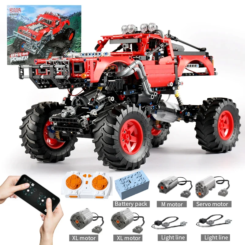 1333Pcs Red Buggy Remote-controlled All-terrain RC Off-road vehicle MOC Model Building Blocks Brick APP PF Sets Toys for kids
1333Pcs Red Buggy Remote-controlled All-terrain RC Off-road vehicle MOC Model Building Blocks Brick APP PF Sets Toys for kids