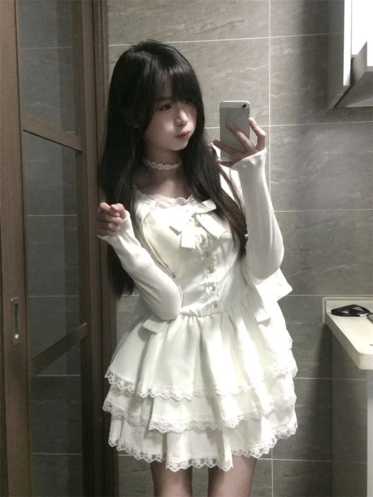 Korean Style Pure Design Sleeveless Mini Dress Button Bow Patchwork + Long Sleeve Solid Color Cardigan Women Casual Bodycon
Korean Style Pure Design Sleeveless Mini Dress Button Bow Patchwork + Long Sleeve Solid Color Cardigan Women Casual Bodycon