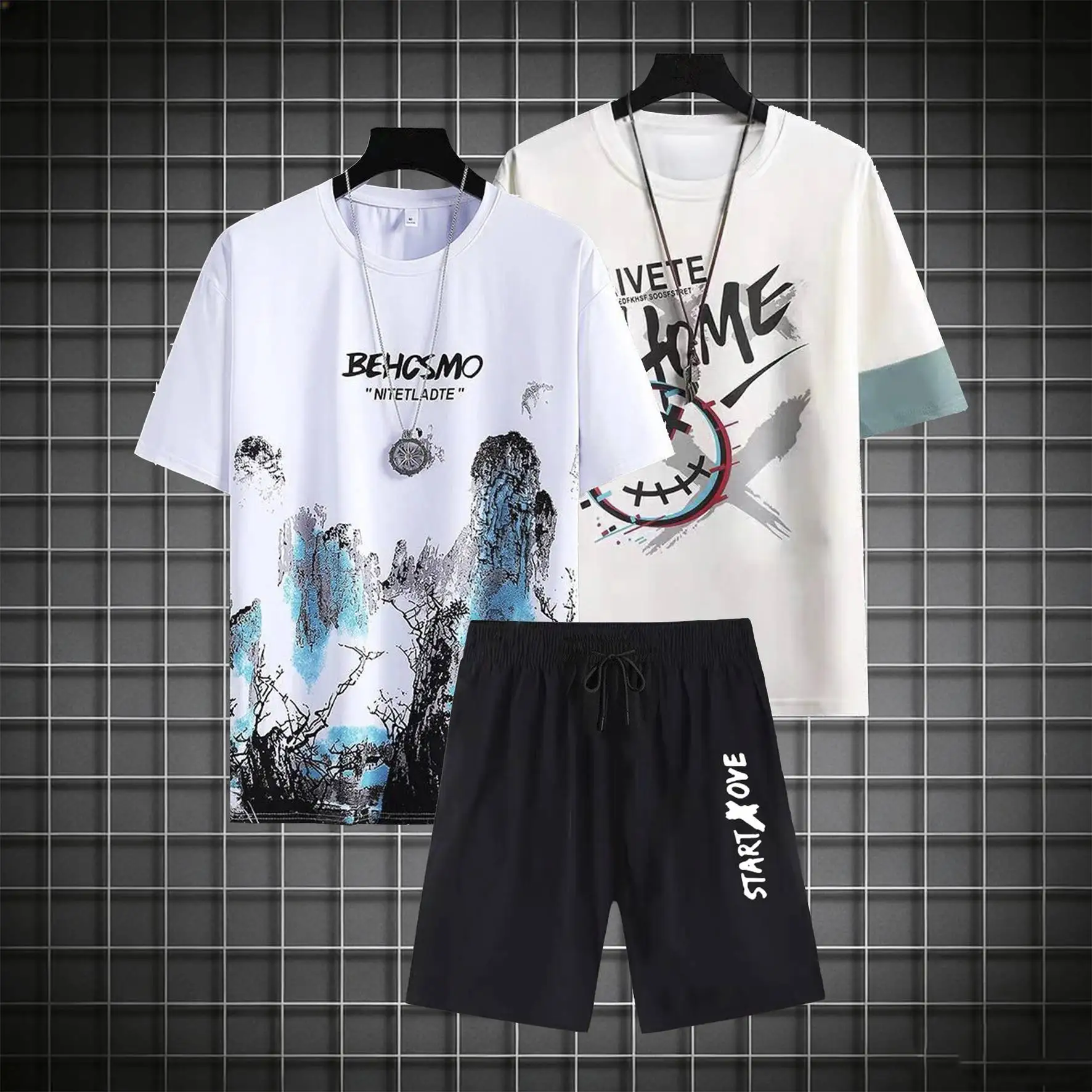 Men's casual and fashionable short sleeved T-shirt set and shorts, comfortable summer oversized round neck printed sports set
Men's casual and fashionable short sleeved T-shirt set and shorts, comfortable summer oversized round neck printed sports set