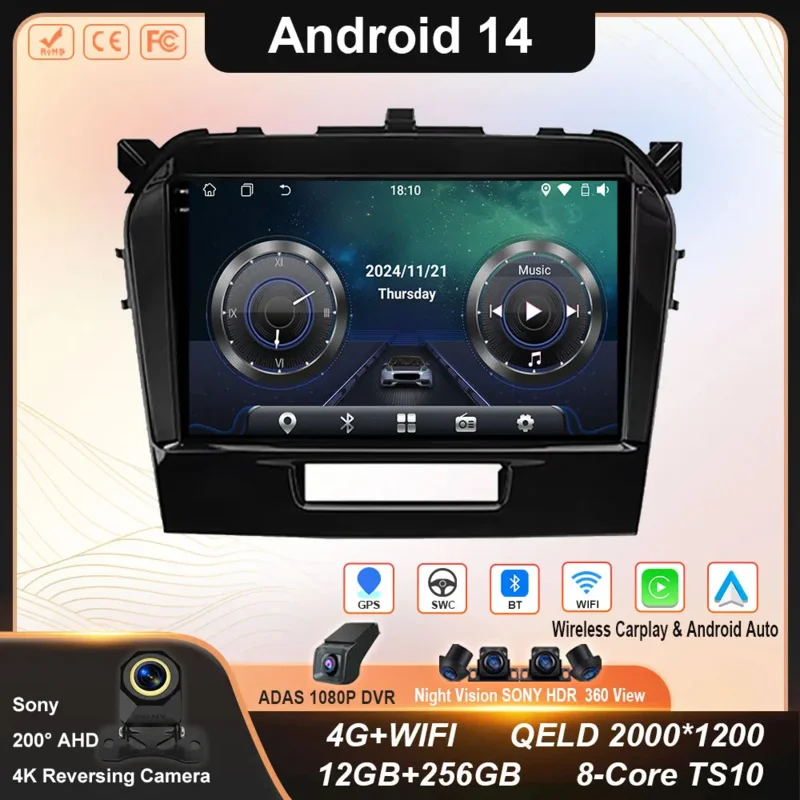 Android 14 Carplay Auto для Suzuki Vitara 2015 2016 2017 2018 2019 Автомобильный радиоприемник Мультимедийный плеер Стерео видео головное устройство 4G WiFi BT
Android 14 Carplay Auto для Suzuki Vitara 2015 2016 2017 2018 2019 Автомобильный радиоприемник Мультимедийный плеер Стерео видео головное устройство 4G WiFi BT