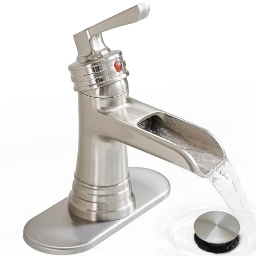 Brass Bathroom Faucet 3 Hole 4 Inch Waterfall Bathroom Faucet Single Hole 1 Handle with Pop-up Drain Deck Plate cUPC Supply Pip
Brass Bathroom Faucet 3 Hole 4 Inch Waterfall Bathroom Faucet Single Hole 1 Handle with Pop-up Drain Deck Plate cUPC Supply Pip