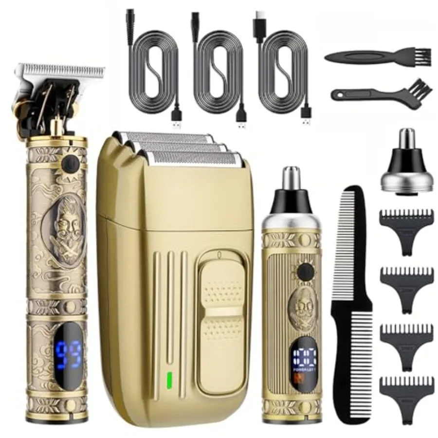 Hair Clippers for Men Rechargeable T-Blade Hair Trimmer and Foil Shaver Cordless Nose and Ear Hair Trimmer Professional Hair Cu
Hair Clippers for Men Rechargeable T-Blade Hair Trimmer and Foil Shaver Cordless Nose and Ear Hair Trimmer Professional Hair Cu