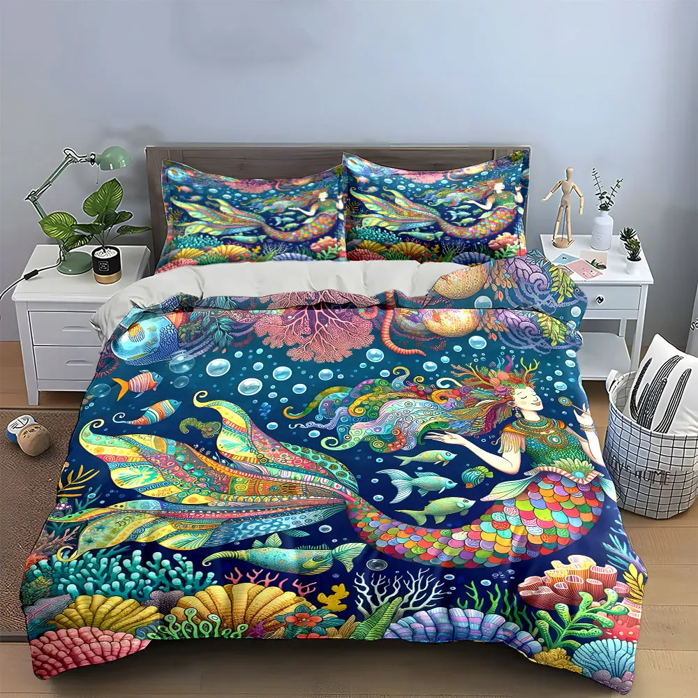 Colorful Mermaid Ocean Decor Set Soft Comfortable Duvet Cover Bedding Set Included 1*Duvet Cover & 2*Pillowcases, gift
Colorful Mermaid Ocean Decor Set Soft Comfortable Duvet Cover Bedding Set Included 1*Duvet Cover & 2*Pillowcases, gift