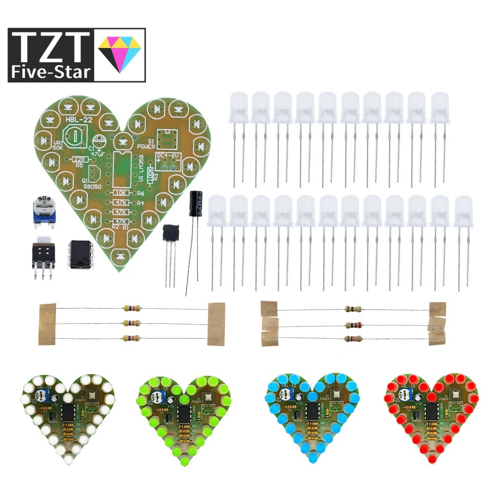 TZT Heart Shape Breathing Lamp Kit DC 4V-6V Breathing LED Suite Red White Blue Green DIY Electronic Production for Learning
TZT Heart Shape Breathing Lamp Kit DC 4V-6V Breathing LED Suite Red White Blue Green DIY Electronic Production for Learning