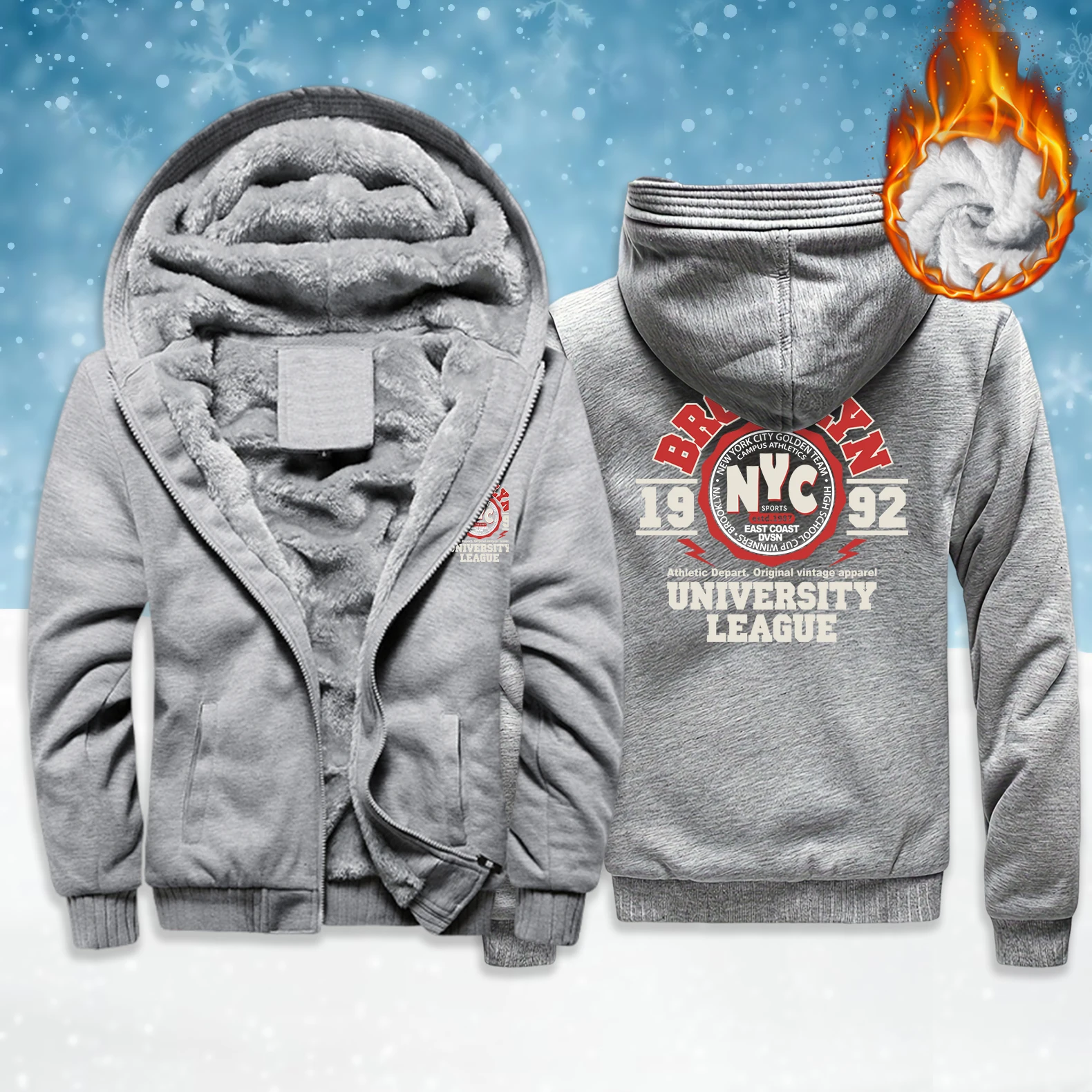 New York City 1992 Design Men Zipper Thicken Coat Fashion Casual Jacket Fleece Hoodies Winter Unisex Loose Pocket Clothes
New York City 1992 Design Men Zipper Thicken Coat Fashion Casual Jacket Fleece Hoodies Winter Unisex Loose Pocket Clothes