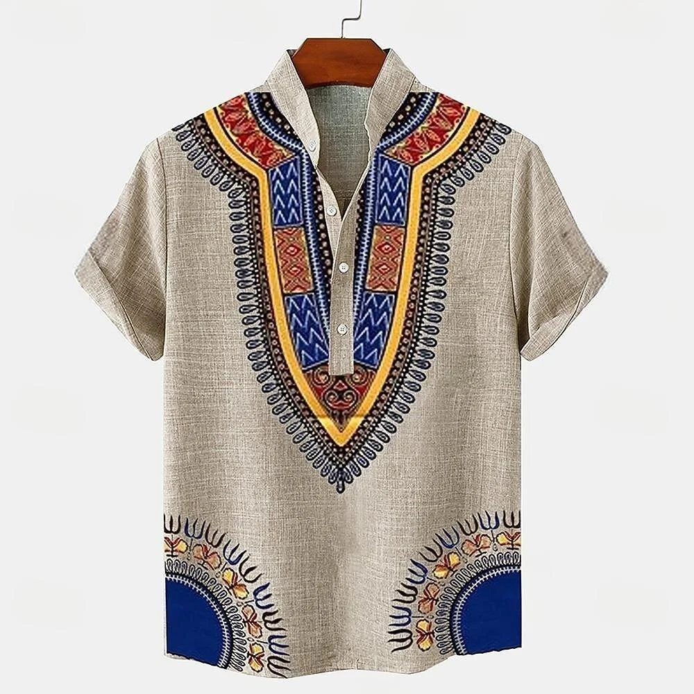 New retro men's linen short sleeved shirt with digital printing, fashionable trend, street outdoor, casual and comfortable
New retro men's linen short sleeved shirt with digital printing, fashionable trend, street outdoor, casual and comfortable