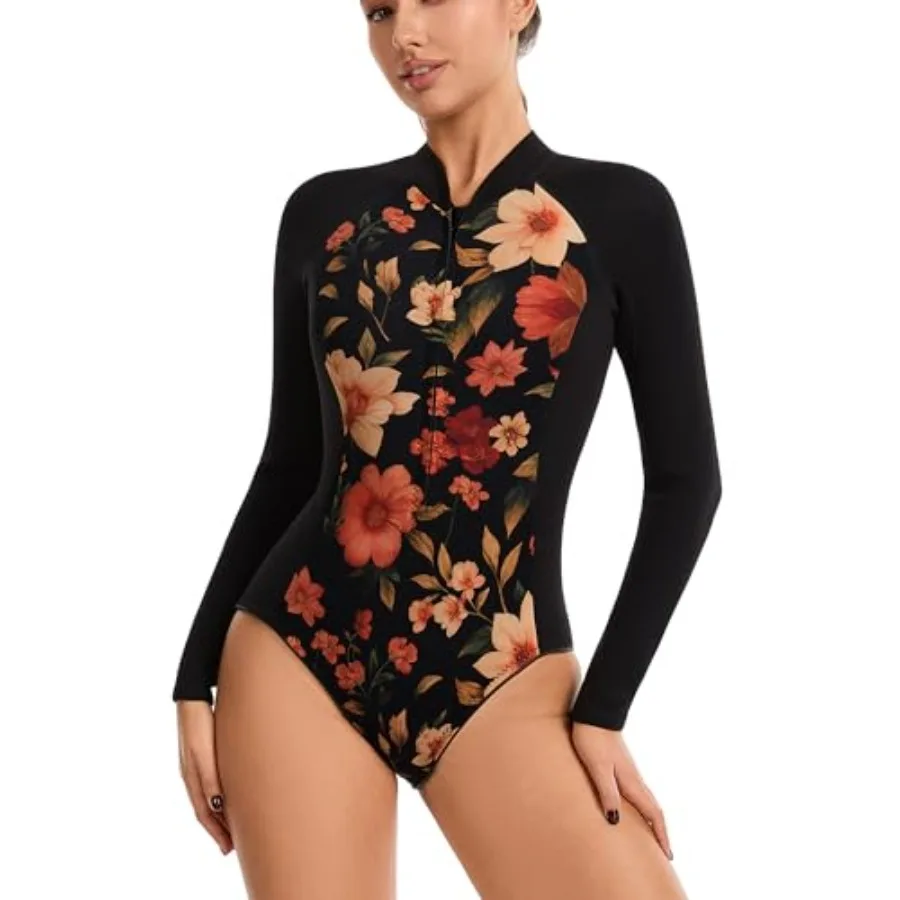 Women's long sleeve shorty wetsuit for surfing, swimming, diving, kayaking: 2mm neoprene, black, thermal insulation and flexibi
Women's long sleeve shorty wetsuit for surfing, swimming, diving, kayaking: 2mm neoprene, black, thermal insulation and flexibi
