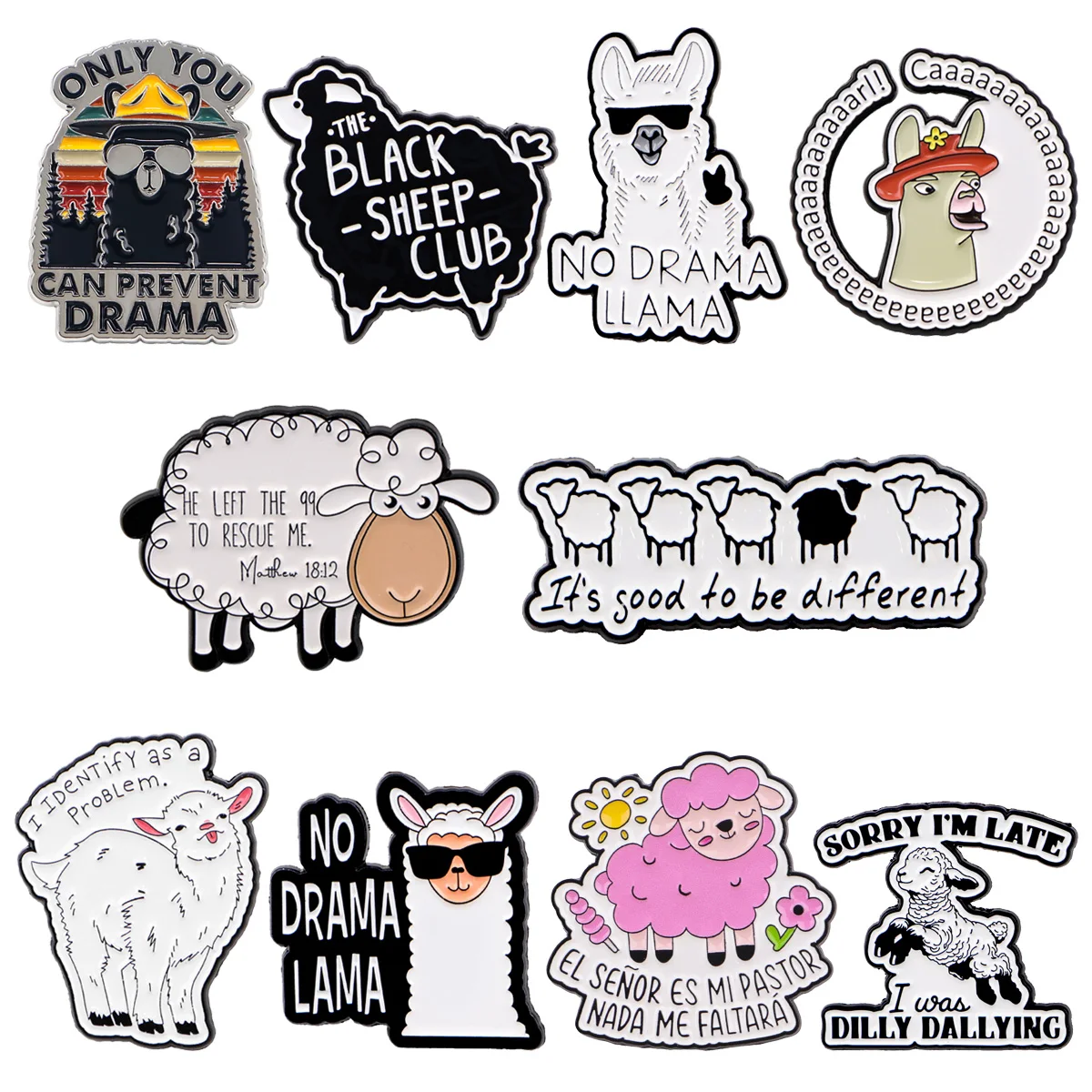 Mix 10pcs/set Alpaca and Sheep Enamel Pins Metal Brooch Backpack Hat Bag Collar Badges Men Women Fashion Jewelry Collection Gift
Mix 10pcs/set Alpaca and Sheep Enamel Pins Metal Brooch Backpack Hat Bag Collar Badges Men Women Fashion Jewelry Collection Gift