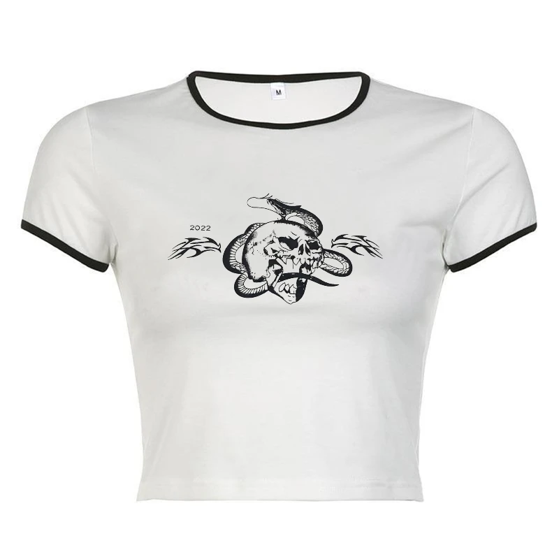 Y2K women's short sleeved T-shirt, tight and casual, Korean fashion, Harajuku print
Y2K women's short sleeved T-shirt, tight and casual, Korean fashion, Harajuku print