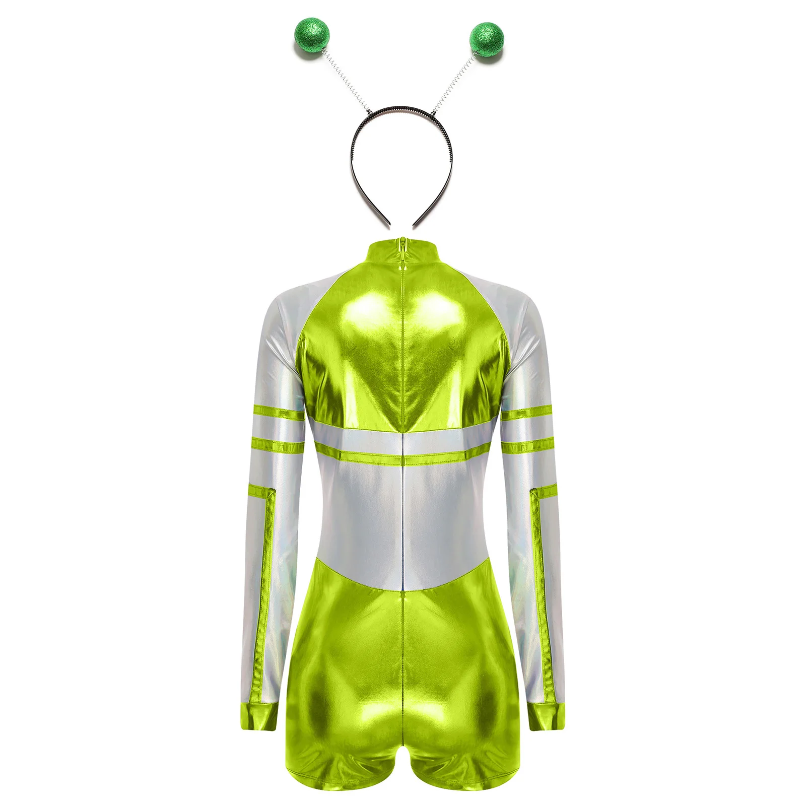 Women Halloween Alien Costume Carnival Party Fancy Dress Shiny Color Block Robot Astronaut Jumpsuit Outer Space Metallic Rompers
Women Halloween Alien Costume Carnival Party Fancy Dress Shiny Color Block Robot Astronaut Jumpsuit Outer Space Metallic Rompers