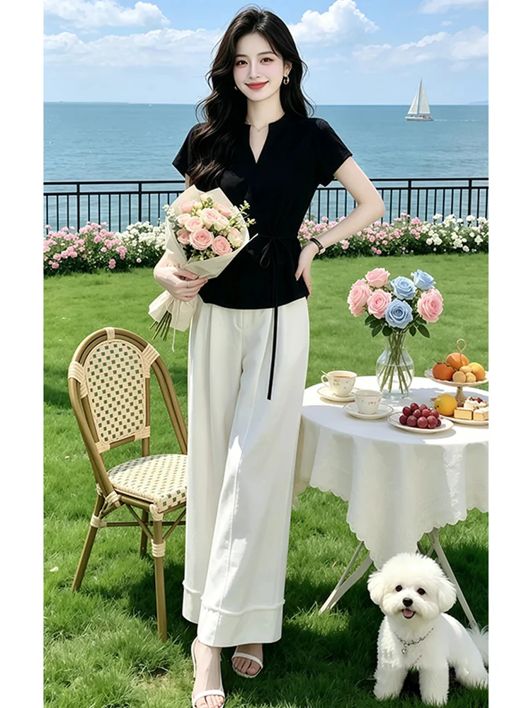 Unique Beautiful Early Summer Set Women's 2026 New Belted Waist Short Sleeve Shirt Straight Leg Wide Leg Pants Two Piece Set
Unique Beautiful Early Summer Set Women's 2026 New Belted Waist Short Sleeve Shirt Straight Leg Wide Leg Pants Two Piece Set