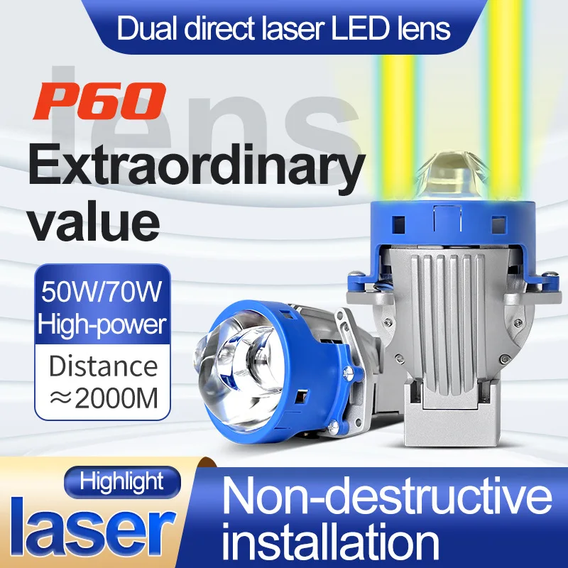 3-Inch double-light lens, automotive LED headlights, double direct laser headlights, 70W high-power far and near integration
3-Inch double-light lens, automotive LED headlights, double direct laser headlights, 70W high-power far and near integration