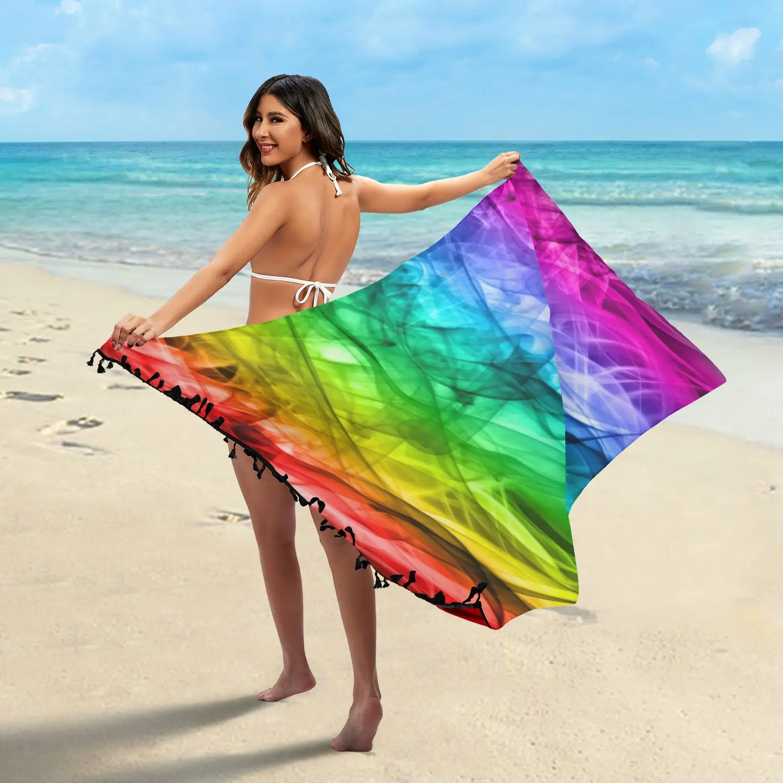 Sexy Sarong Cover Up For Women Colorful Rainbow Print Beach Bathing Suit Wrap Dress Summer Swimwear Bikini Skirt Scarf Towel
Sexy Sarong Cover Up For Women Colorful Rainbow Print Beach Bathing Suit Wrap Dress Summer Swimwear Bikini Skirt Scarf Towel