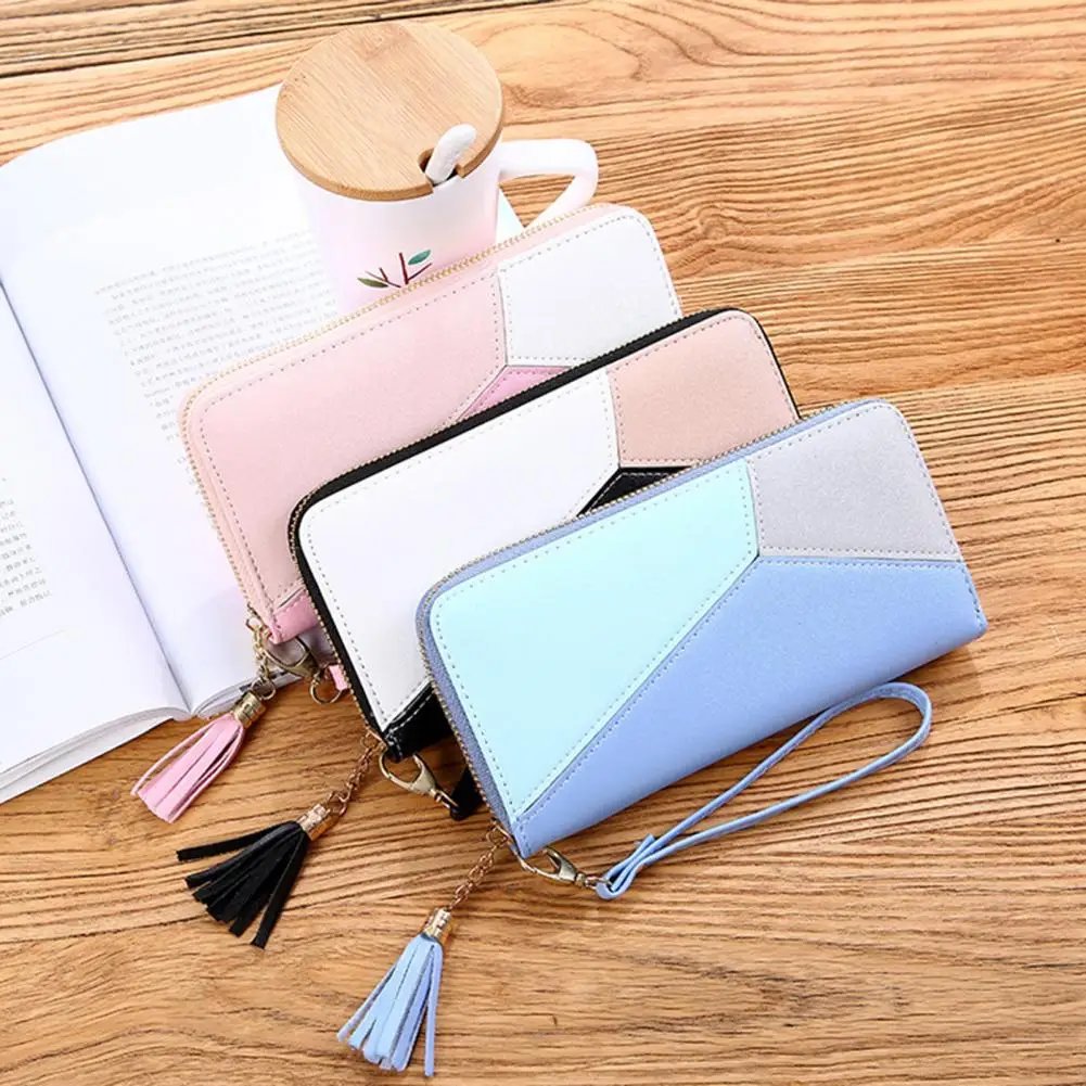 Luxury Clutch Bag Color Block Tassel Design Faux Leather Credit Card Holder Women Long Wallet Coin Purse for Party
Luxury Clutch Bag Color Block Tassel Design Faux Leather Credit Card Holder Women Long Wallet Coin Purse for Party